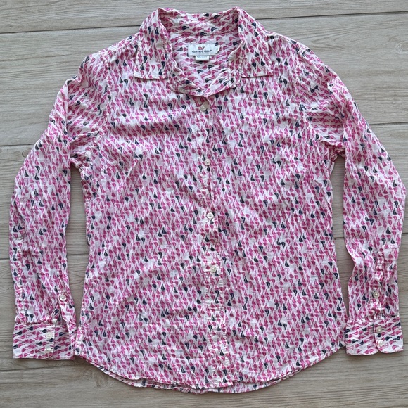 Vineyard Vines Tops - Vineyard Vines Pink and Blue Sailboat Shirt